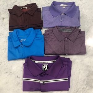 (5) men’s short sleeve gold shirts